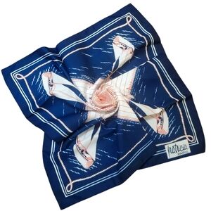 Patricia Paris Nautical Navy Scarf. 26x26